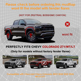 x xotic tech Mud Flaps Splash Guard Compatible with Chevrolet Colorado Z71/WT/LT 2023 2024 2025 2026 Front & Rear Mudguards Fender Flare Dirt Slush Trap Protector Set Pickup Truck Accessories(4PCS)