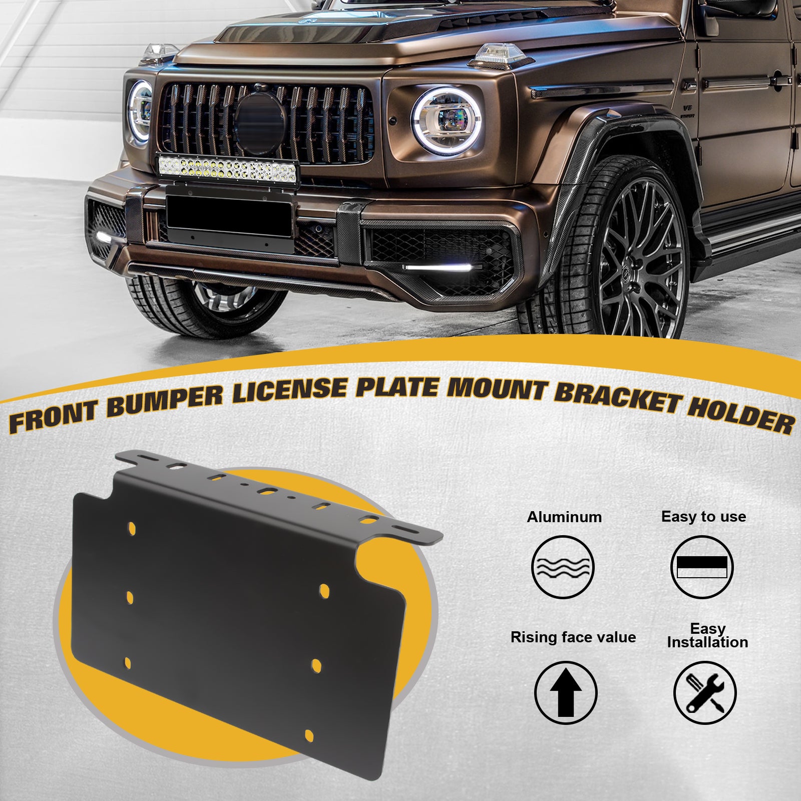 Speed Daddy Front License Plate Mounting Bracket – 2015-2020 Cadillac Escalade, Black Polypropylene, Direct Fit