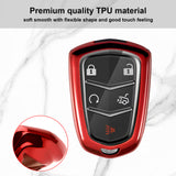 Red Soft TPU Remote Control Smart Key Fob Cover Compatible with Cadillac ATS 2013-2019, CT6 2016-2020, XT5 2017-2021, XT4 2018-2021, Escalade 2019-2021,CTS 2014-2021, SRX XTS 2015-2021