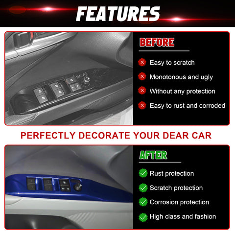 4pcs/Set Window Lift Switch Panel Overlay Trim Fit Toyota Camry 8th Gen 2018-25