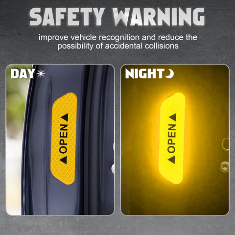 Auto Door Open Handle Bowl Warning Reflective Night Safety Stickers Decoration