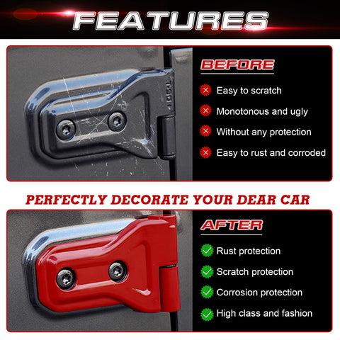 x xotic tech Door Hinge Cover Trim Decoration Exterior Accessories Compatible with Jeep Wrangler JL JLU 2018-up & Gladiator JT Truck 2020-up (8Pcs)