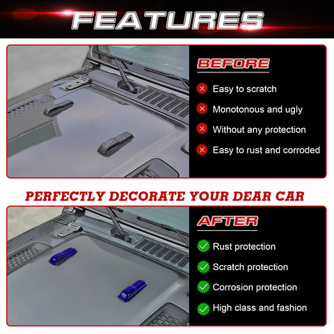 x xotic tech Front Engine Hood Hinge Cover Trim Decoration Exterior Accessories Compatible with Jeep Wrangler JL JLU 2018-up & Gladiator JT Truck 2/4 Door 2020-up (2Pcs)