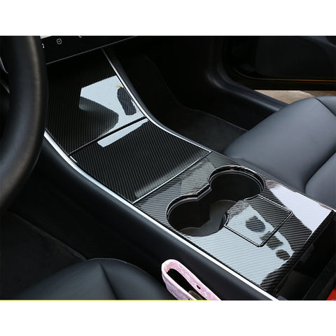 Carbon Fiber ABS Console Steering Wheel Paddle Shifter Trim For Model 3 Y 17-20