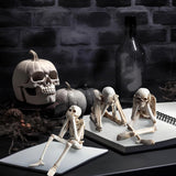 Set of 3 Halloween Statues See Speak Hear No Evil Skeleton Skull Bone Decoration