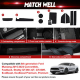 x xotic tech Door Slot Mat Compatible with Ford Mustang 2015-2023, Center Console Liner Organizer Non-Slip Cup Holder Insert Groove Door Pocket Pad Car Accessories