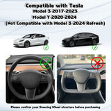 Xotic Tech Custom Fit Steering Wheel Wrap Protector Cover Accessories w/Non-Slip Comfortable Grip Function For Men/Women, Compatible with Tesla Model 3 Model Y 2017-2024