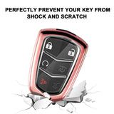 Pink Soft TPU Remote Control Smart Key Fob Cover Compatible with Cadillac ATS 2013-2019, CT6 2016-2020, XT5 2017-2021, XT4 2018-2021, Escalade 2019-2021,CTS 2014-2021, SRX XTS 2015-2021