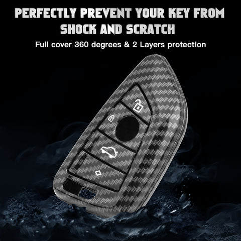 Twill-Weave Carbon ABS Plastic Key Fob Protector Shell For BMW 3 5 6 7 Series