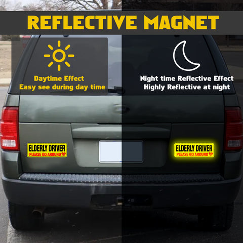 x xotic tech Elderly Driver Car Magnet Reflective Senior Driver Magnet Signs for Car Old People Gag Gifts Yellow Sign Magnetic Bumper Sticker for Grandma Grandpa