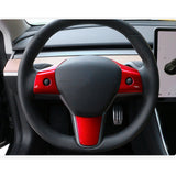 Sporty Red Console Wrap Steering Wheel Paddle Shifter Cover for Tesla Model 3 Y