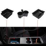 For Tesla Model 3 Y 2021-2023 Armrest Storage Cup holder Hidden Organizer Combo