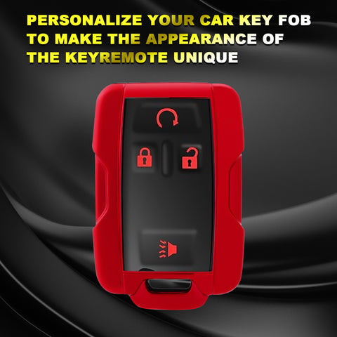 Red TPU 360° Protection Remote Key Cover w/Keychain For Chevy Silverado GMC Sierra 2014-up