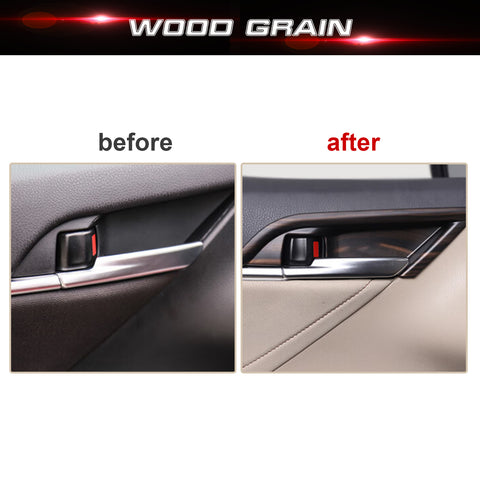 Interior Car Door Handle Bowl Cover Trim, Wood Grain, Compatible with Camry 2018-2024