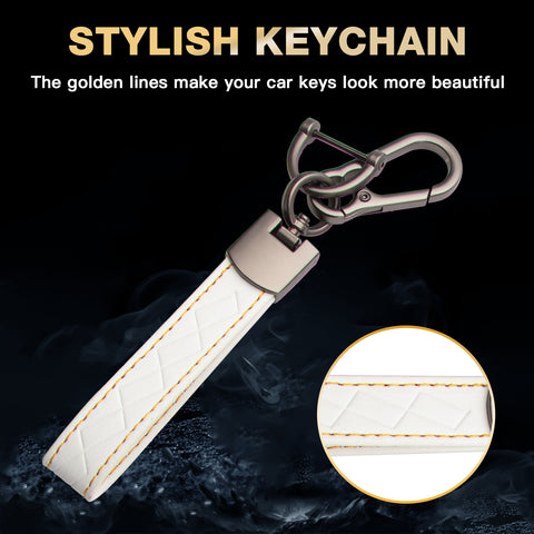 White TPU Key Fob Shell Full Cover Case w/ Keychain, Compatible with Volkswagen Golf 8 ID.4 MK8 Seat Leon MK4 Skoda Octavia Smart Keyless Entry Key