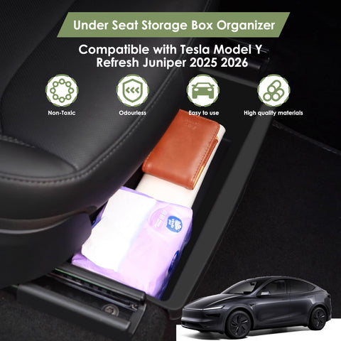Front Seat Underseat Storage Box Organizer Accessories For Tesla Model Y Juniper