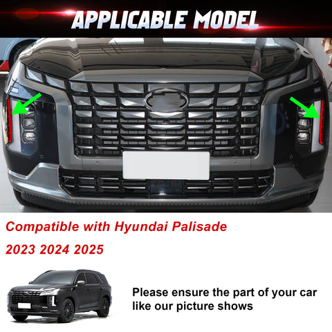 Glossy Red Front Fog Light Air Inlet Cover Trim For Hyundai Palisade 2023-2025