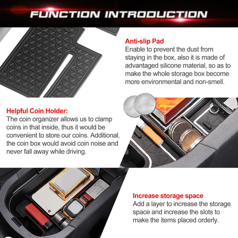 Center Console Dashboard Armrest Box Storage Organizer For Toyota RAV4 2019-2023