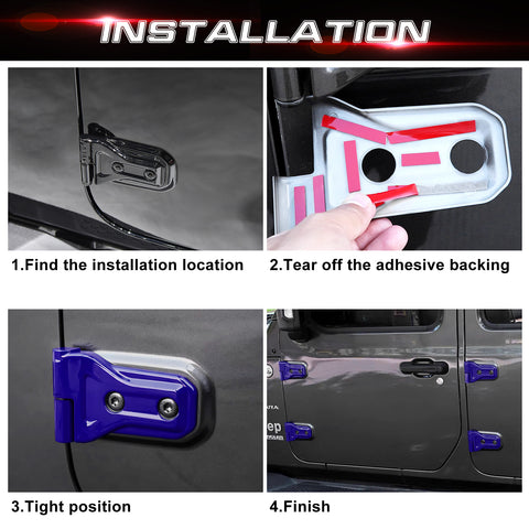 x xotic tech Door Hinge Cover Trim Decoration Exterior Accessories Compatible with Jeep Wrangler JL JLU 2018-up & Gladiator JT Truck 2020-up (8Pcs)