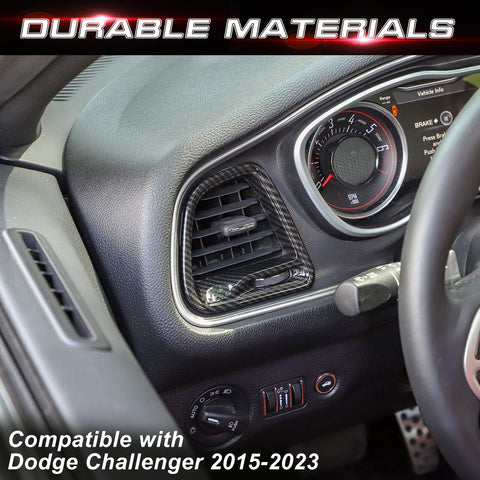 Car Interior Center Console Air Condition Outlet Vent Frame Cover Trim Accessories Decoration, Carbon Fiber Pattern, Compatible with Dodge Challenger 2015-2023