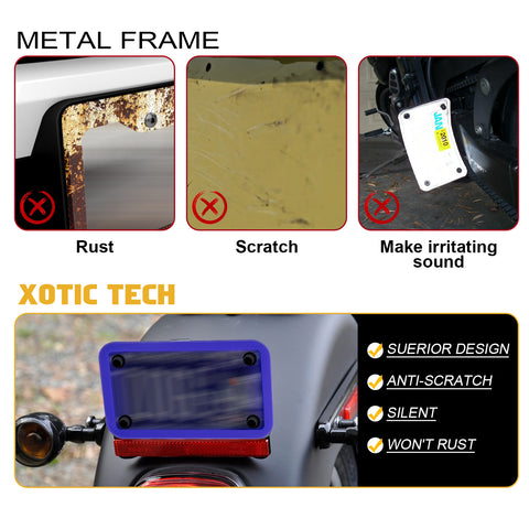 x xotic tech Motorcycle Silicone License Plate Frames, Motorbike License Plate Holder, Rust Proof, Rattle Proof, Weather Proof
