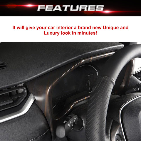 Wood Grain Dashboard Instrument Frame Cover Trim For Toyota RAV4 2019-2024