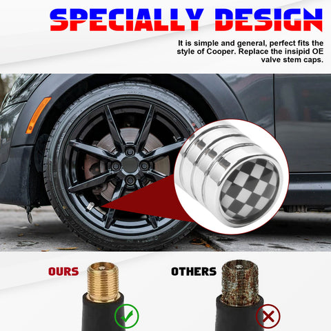 Xotic Tech Wheel Valve Stem Cap Cover Screw with Red Union Jack Car Tire Wheel Stem Air Valve Caps, Compatible with Mini Cooper F55 F56 R50 R52 R53 R55 R56 R57 R58 R59 R60 R61, 4pcs