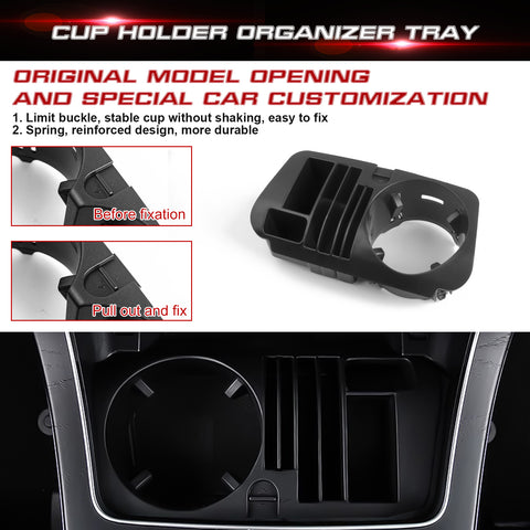 Center Console Water Cup Holder w/Organizer Slot For Mercedes Benz C E Class