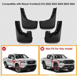 x xotic tech Mud Flaps Splash Guard Compatible with Nissan Frontier S/SV 2022 2023 2024 2025 2026 2027, No Drill Front & Rear Mudguards Fender Protector Set w/Hardware Pickup Truck Accessories(4PCS)