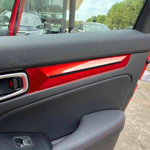 Red Steering Wheel Window Switch Frame Molding Cover Trim For Honda Civic 22-23