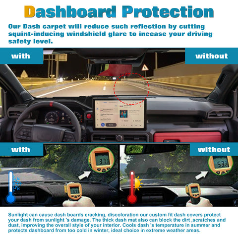 Interior Non-Slip Dash Overlay Cover Dashboard Poly Mat For Toyota Tacoma 2024+