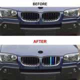 Tri-Colored Front Center Kidney Grille Strips Clip Cover For BMW X3 E83 2003-06