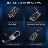 Gunmental Heavy Duty Remote Key Fob Cover Case w/Keychain for RAM 1500 2500 3500