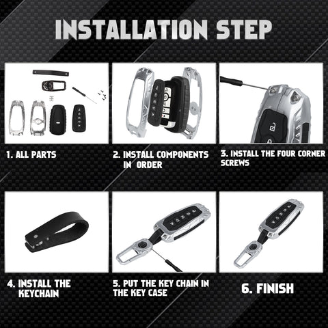 x xotic tech Heavy Key Fob Cover, Zinc Alloy Key Protective Case Keychain Compatible with Ford Explorer Fusion Escape Edge Expedition F150 F250 F350 F450 F550 Maverick Mustang Accessories 3/4/5 Buttons