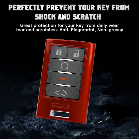 Xotic Tech Glossy ABS Key Fob Shell Cover, Compatible with Cadillac ATS CTS XTS DTS SRX Escalade Chevrolet C7 Corvette 4 5 6 Buttons Smart Keyless Entry Key OUC6000066 5923887 22756465