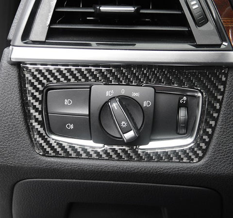 Real Carbon Fiber AC Vent Engine Start Frame Panel Cover Trim For BMW 3 4 Series