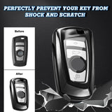 Key Fob Cover Soft TPU Key Shell Case Car Smart Remote Key Protector Fit for BMW 1 3 5 6 7 Series X1 X3 X4 X5 X6, Black