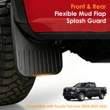 x xotic tech Mud Flaps Splash Guard Compatible with Toyota Tacoma 2024 2025 2026, No Drill Front & Rear Mudguards Fender Protector Set w/Hardware Pickup Truck Accessories(4PCS)