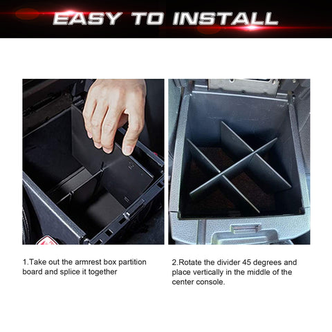 Inner Center Console Glove Box Insert Storage Box Organizer Divider + Armrest Organizer Bottom Divider Compatible with Toyota Tacoma 2016-2023