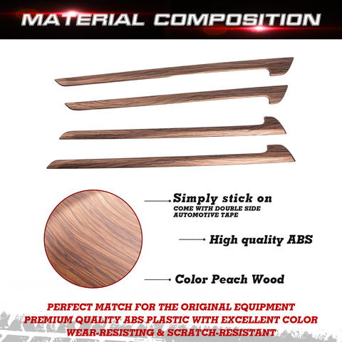 Set Peach Wood Style Side Door Panel Stripe Cover Trim For Honda CR-V 2017-2022