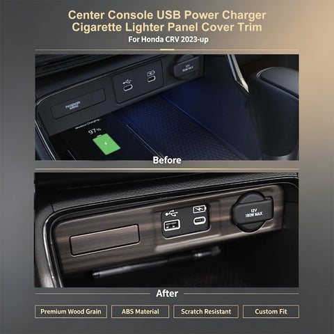 Wood/Carbon Look Console USB Port Charger Switch Panel Cover For Honda CRV 2023+