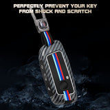 x xotic tech Heavy Zinc Alloy Key Fob Cover Compatible with BMW IX I5 X5 X6 X7 IX I7 5 7 Series 740i 760i 2023-2026, Full Protect Remote Metal Keys Holder Keychain with Carbon Fiber Pattern