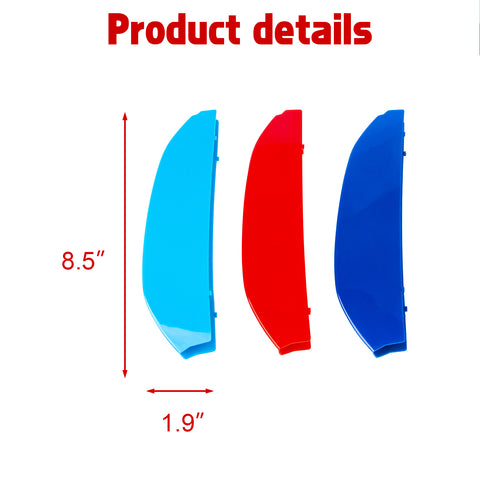 M-Colored Stripe Grille Insert Trims Compatible with BMW X3 G01 2018-2021 or X4 G02 2019-2021, Not fit for 2020 X4 M40i (7-Beams Standard Kidney Grille)
