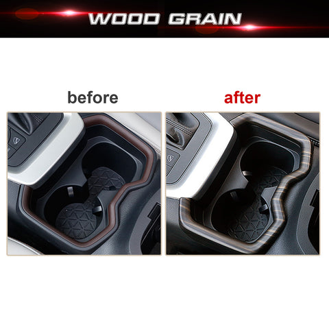 For Toyota RAV4 2019-2024 Wood Grain Water Cup Holder Frame Cover Trim 1X