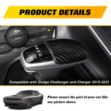 Gear Shift Knob Cover Trim, Carbon Fiber Pattern, Compatible with Dodge Challenger Charger 2015-2023