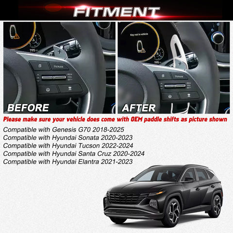 2x Aluminum Red Steering Wheel Paddle Shifter Extensions For Hyundai Genesis G70