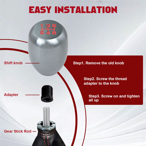 JDM Universal Aluminum 5 Speed Manual Car Gear Stick Shift Knob Shifter Lever