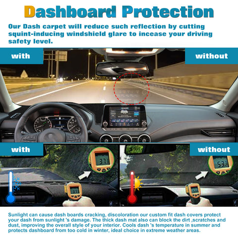 Black Dashboard Mat Poly Carpet DashMat Non-Slip Cover For Nissan Sentra 2020-25