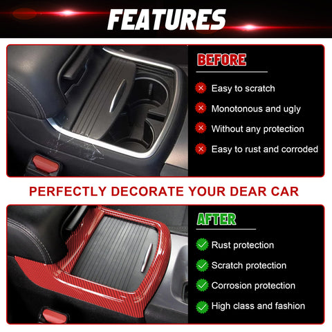 Carbon Fiber Texture Central Cup Holder Frame Trim Cover For Dodge Charger 2011-23
