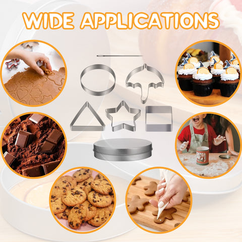 x xotic tech Korean Sugar Candy Making Tools Stainless Steel Cookie Cutters Biscuits Mold Squid Sugar Game Umbrella Triangle Star Round Square Baking Cake Mold Tin Case Needle For Chrismas Party